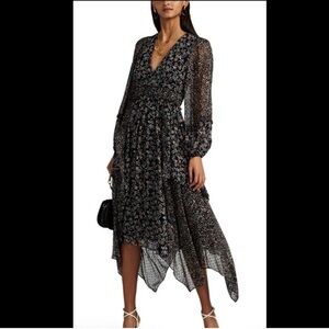 Ulla Johnson Primrose Silk Dress Long Sleeve Asymmetrical Dress